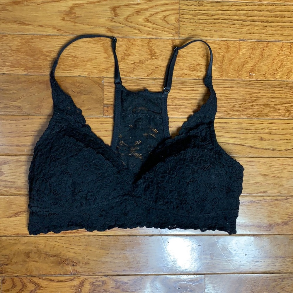 Aerie black lace padded bralette size small